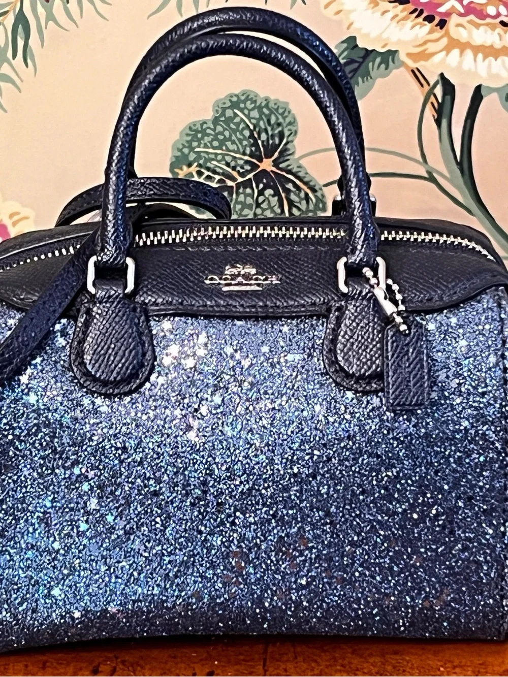 Coach Vintage Midnight Blue Star Glitter Bennett Micro Crossbody Handbag NWT